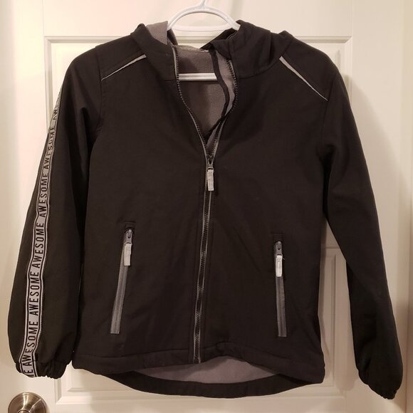 Athletic Works Boy's Black Grey Fleece Hooded Jacket - Size Large or 10/12 - Picture 9 of 10